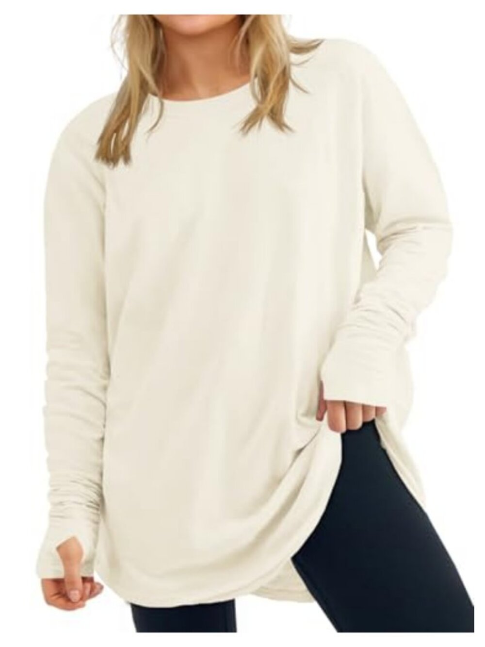 Plus Size Long Sleeve Tunic Top Crew Neck Oversized T-Shirt